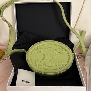 Celine Light Green Oval Triomphe Crossbody Bag